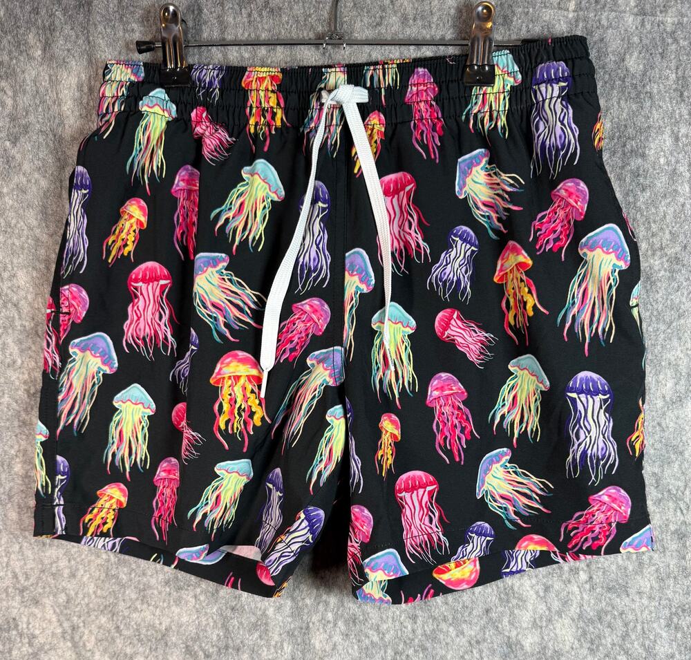 Chubbies Don't Be Jellies Mens Small Black Jellyfish Lined Swim Trunks 5.5"